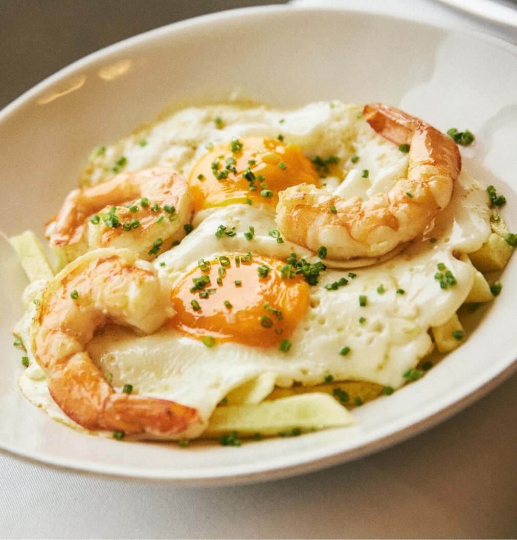 Ovos rotos com gambas